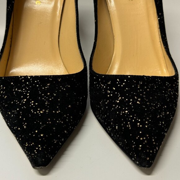 Kate Spade Licorice Pumps Womens 6 B Black Gold Flecked Suede Pointed Heel Italy - Picture 14 of 15